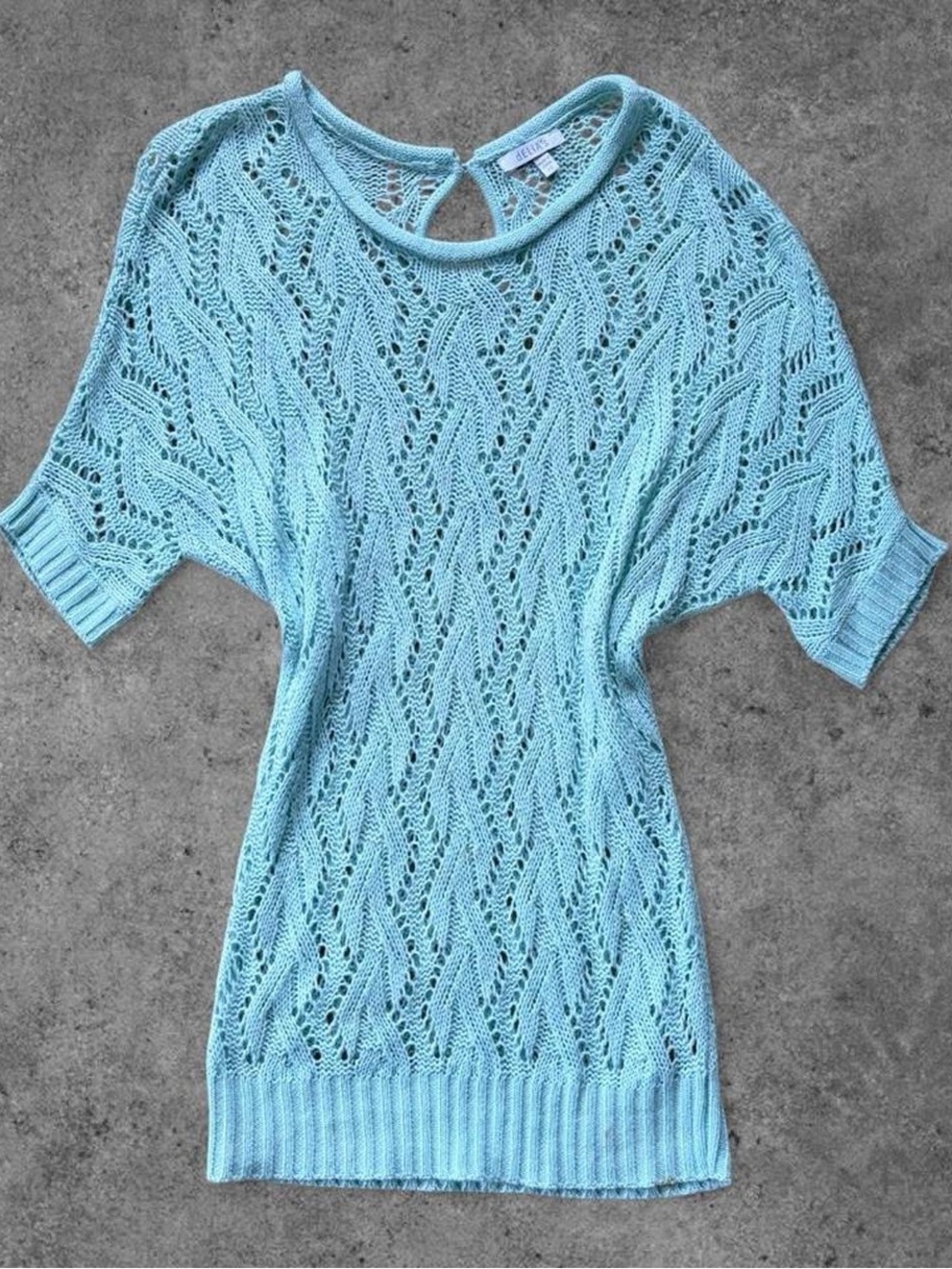 Y2K Blue Slouchy Crochet Sweater Top